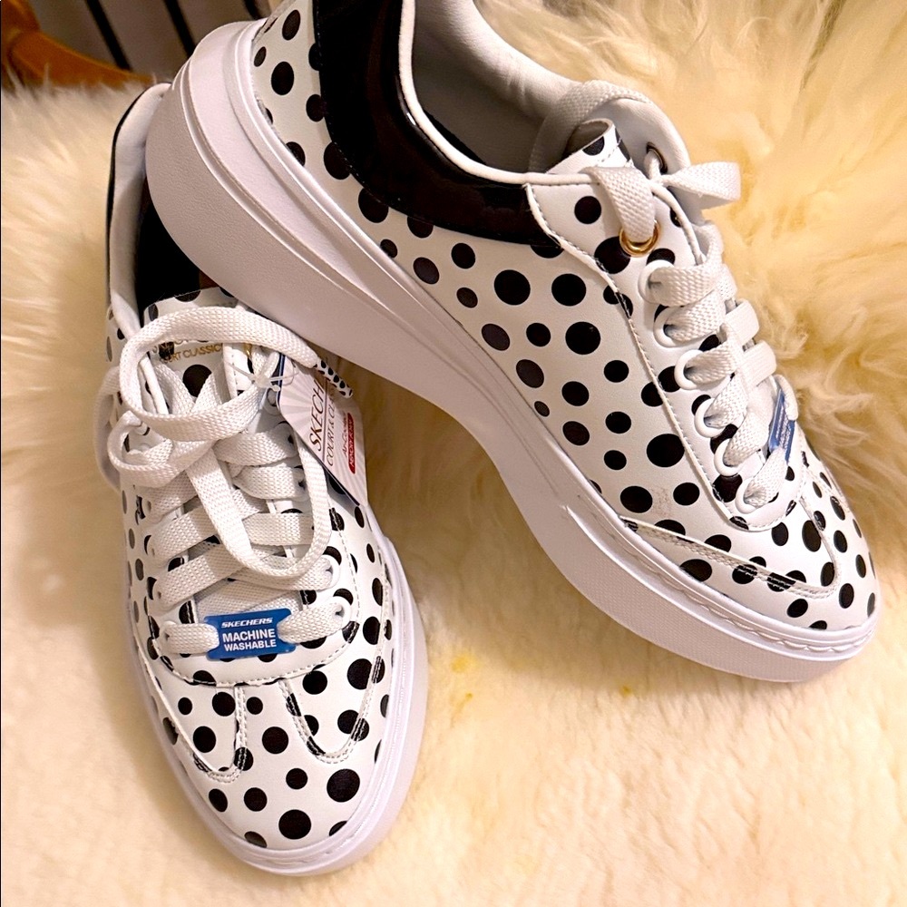 Skechers Black and White Polka Dot Sneakers - Picture 9 of 10